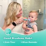 Papablic Toddler Sonic Electric Toothbrush Kids for Ages 1-3 Years, Baby Electric Toothbrush with Cute Dino Cover and Smart LED Timer, 4 Brush Heads (Jo)