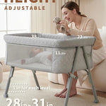 Bassinet Bedside Sleeper, Baby Crib for Newborn, Baby Bassinets Bedside Sleeper with 4 Auto-Lock & Adjustable Height, Breathable Mesh & Mattress, Bedside Bassinet
