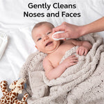 Nolla Baby Nose and Face Wipes with Saline, Vitamin E, & Aloe | Unscented | Compostable, 180 Count (6 Packs of 30)