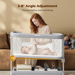 Ezebaby Baby Bassinets Bedside Sleeper, Portable Bedside Bassinet for Baby Newborn Infants with Adjustable 7 Heights and All Mesh Sides, Newborn Crib with Mattress and Soft, Breathable Sheet
