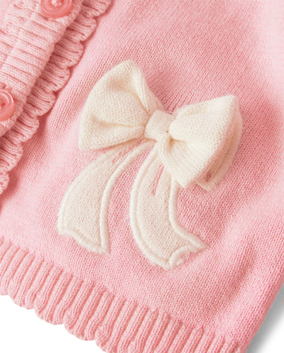 Gymboree,Baby-Girls,Button Up Cardigan Sweater,Simple Pink Ribbons,3-6 Months