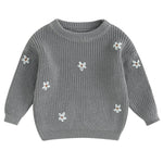 Mubineo Baby Girl Winter Clothes Cute Flower Sweater Crewneck Pullover Long Sleeve Knit Newborn Infant Sweaters (US, Age, 18 Months, 24 Months, Grey)