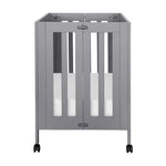 Babyletto Origami Mini Portable Folding Crib with Wheels in Grey, 2 Adjustable Mattress Positions, Greenguard Gold Certified