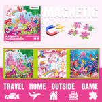 Lumikidz Magnetic Unicorn Mermaid Princess Puzzle for Girls Ages 3-6, 20 Piece Travel Magnetic Puzzle for Toddlers, Car Airplane Road Trip Activity Toy