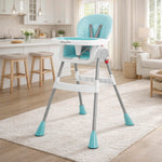 Dream On Me TableTalk 2-in-1 High Chair for Baby & Toddler – Convertible High Chair to Junior Chair, Removable Padded Seat, Dual Dishwasher-Safe Trays, Styrdy Steel Frame, Quick Folding Design – Aqua