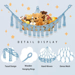 CERETIA Stuffed Animal Hammock with LED Light, Toy Hammock for Stuffed Animals Storage for Kids Room Decor, Stuffed Animal Hammock Corner, Baby Blue