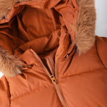 HILEELANG Toddler Baby Kids Winter Puffer Jacket with Detachable Hood and Faux Fur Trim – Warm Windproof Water-Resistant Coat for Boys and Girls 12M–7T, Caramel