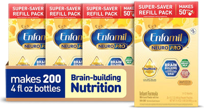 Enfamil NeuroPro Baby Formula, MFGM* 5-Year Benefit, Expert-Recommended Brain-Building Omega-3 DHA, Exclusive Immune Supporting HuMO6 Blend, Infant Formula Powder, Baby Milk, 31.4 Oz, Pack of 4