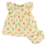 Gerber Baby Girls Cotton Dress and Diaper Cover Set, Fruit, 3-6 Months