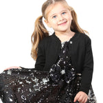 Lilax Baby Girls' Knit Long Sleeve Button Closure Bolero Cardigan Shrug 3-6 Months Black