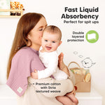 KeaBabies Organic Cotton Burp Cloths Baby Girl, Boy - 6-Pack Large Burping Clothes for Babies, Spit Up Rags, Super Soft & Absorbent Newborn Wash Towels, Gender Neutral,Non-Shrink (Stria, Muted Pastel)