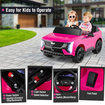 Costzon 2 Seater Ride on Truck, 24V Licensed Cadillac Kids Car Electric Vehicles w/Remote Control, 3 Speeds, LED Lights, Horn, Music, Story & 4-Wheel Spring Suspension, Ride on Car Toy for 3+ (Pink)
