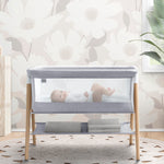 Simmons Kids Koi by The Bed Bassinet with Breathable Mesh and Natural Beechwood Legs, Dove Grey