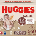 Huggies Calm baby wipes box with a baby on the label