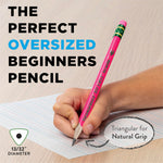 Ticonderoga My First Tri-Write Wood-Cased Pencils, Pre-Sharpened, 2 HB, With Erasers, Neon Colors, 12 Count