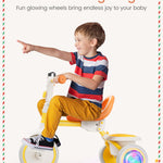besrey Kids Tricycle with Flash Wheels for Ages 18 Months to 5 Years, Toddler Tricycle with Bell, Kids Tricycle, Gift for 2-5 Year Olds, Gift and Toy for Boys and Girls, Tricycle for Toddlers, Yellow