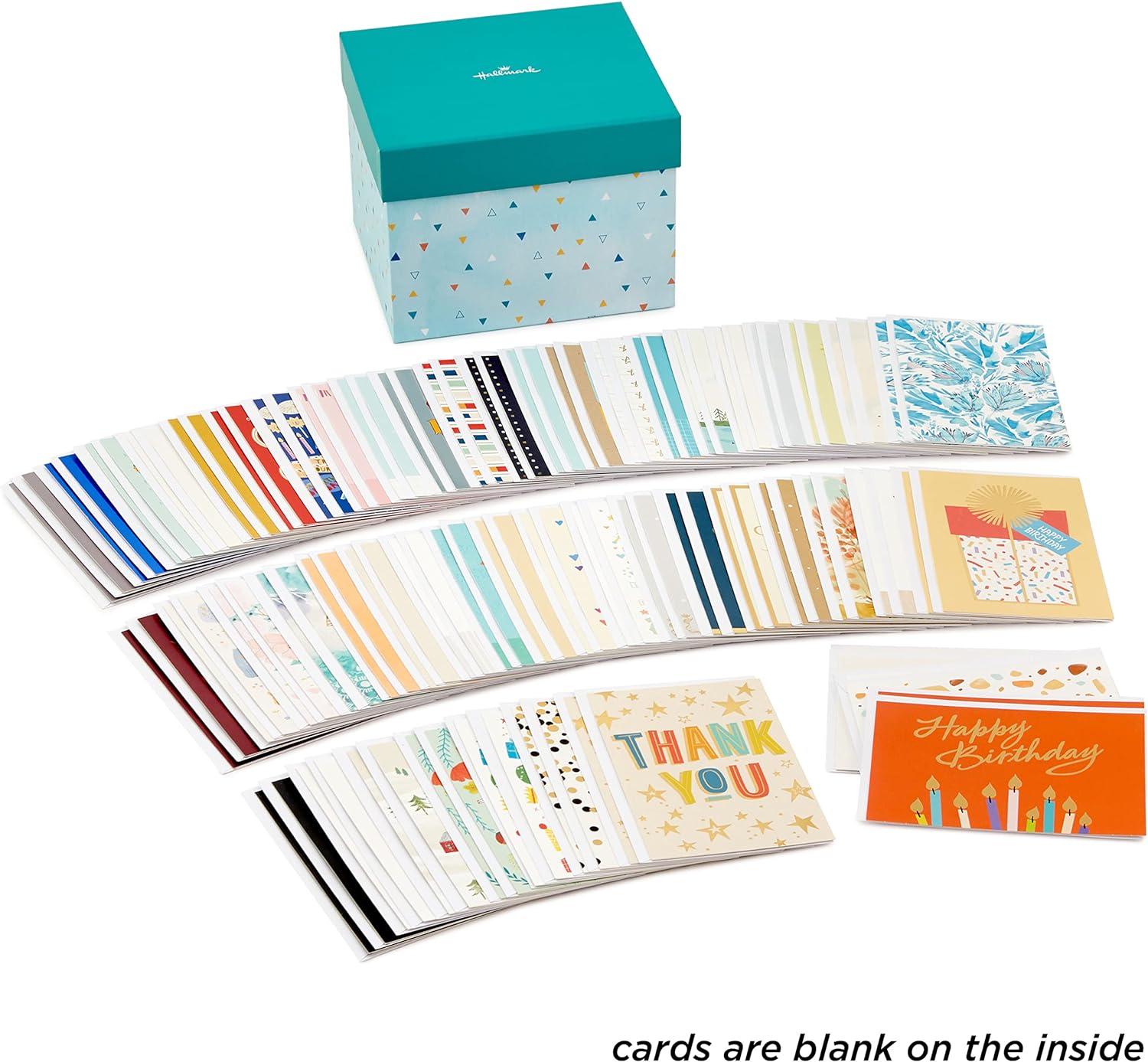 Hallmark All Occasion Boxed Set of Assorted Blank Greeting Cards with Card Organizer (Pack of 100)—Birthday, Thank You, Congratulations, Wedding, Baby, Thinking of You, Sympathy