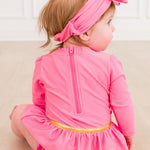 RuffleButts Baby Girls UPF50+ Princess Long Sleeve Bow Skirted One Piece Swimsuit