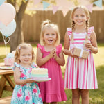 PATPAT 3 Packs Girl Toddler Dresses Sleeveless Flamingo Striped Toddler Casual Dresses 4-5 Years Multicoloured
