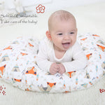 LAT Nursing Pillow for Breastfeeding,100% Cotton Removable Cover,Ergonomic Breast Feeding Pillows for Mom and Baby,Machine Washable(Giraffe & Elephant)