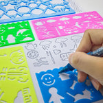 11Pcs Blue Colorful Art Painting Template for Drawing Geometric Drawings Templates with Bag Spiral Curve Stencils Rulers for Kids Drawing Stencils for Preschooler Student Classroom Learning Tool(Boy)