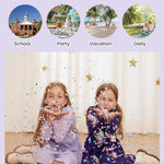 PATPAT Toddler Girl 2-Pack Long Sleeve A-line Dress Set Birthday & Magical Moments, Lavender Unicorn, 4-5 Years