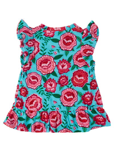 RuffleButts Baby/Toddler Girls Terry Butterfly Sleeve Full Zip Cover-Up - Bright Blossoms, 6-12m