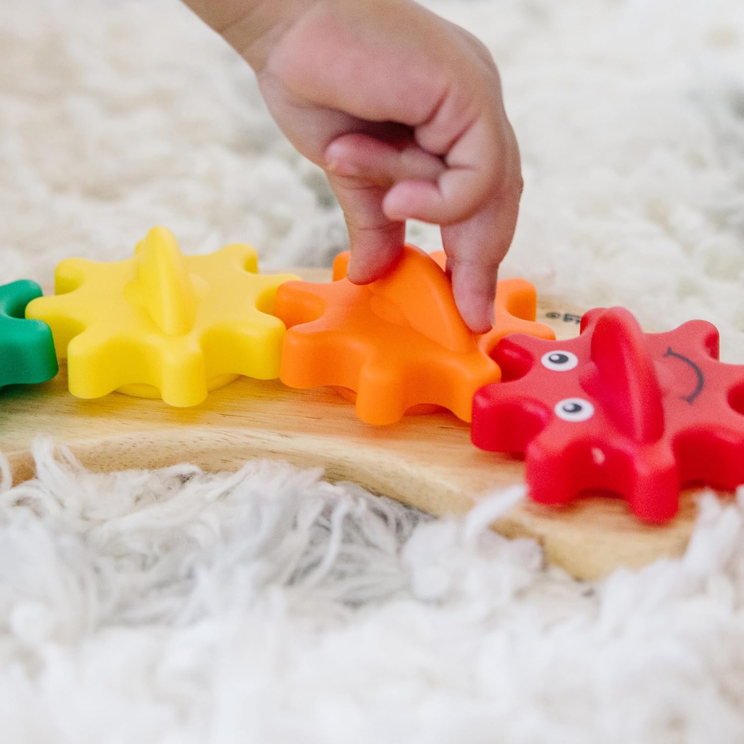 Melissa & Doug Rainbow Caterpillar Gear Toy With 6 Interchangeable Gears - For Toddlers And Babies