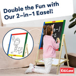 Kidzlane Art Easel for Kids 2-4 - Wooden Toddler Easel - Double Sided Standing Chalkboard/Dry Erase Board for Kids - Toddler Drawing Board with Accessories - 25.75 Inches Blackboard and Whiteboard