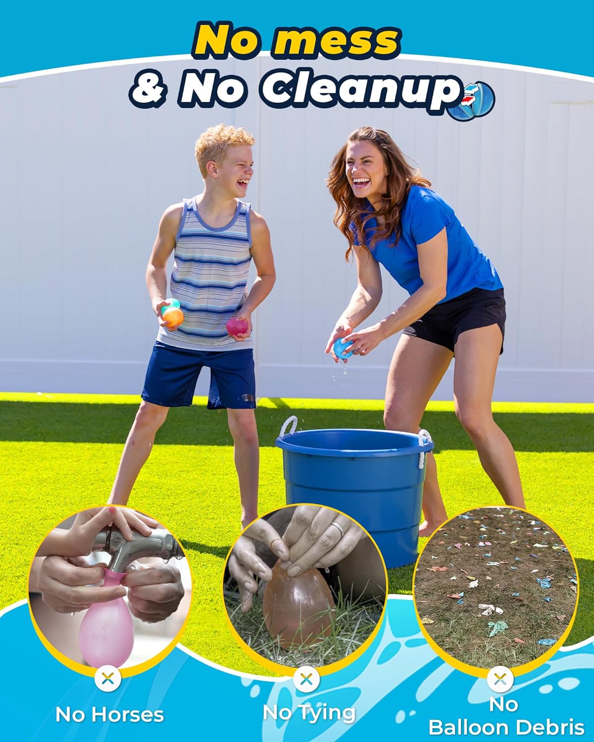 SOPPYCID 6PCS Reusable Water Balloons - Quick Fill Water Balls Toys For Toddler Age 4-8 - Refillable Magnetic Self-Sealing Water Splash Bomb For Summer Party Pool Outdoor Beach Toys for kids Age 8-12