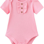 ZAVBABY Newborn Baby Girls Bodysuits Rib Summer Infant Clothes Outfit Set 9-12 Month