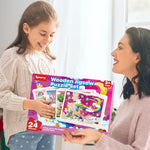 SYNARRY Large Unicorn Princess Fairy Wooden Puzzles for Girls Gift Box(12.2 * 9.4 in), 24 Pcs Puzzles for Kids Ages 4-6, Wood Puzzles for Kids Ages 3-5, Easter Basket Stuffers Gifts for Kids