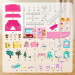 JUKUDAHU Villa Girls Toys for Kids Ages 2 3 4 5 6 7 - Indoor and Outdoor Toys for Ages 3-8 with 2 Dolls, Pretend Toddlers Playset with Accessories and Furniture, 4-8 Year Old Girl Birthday Gifts