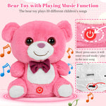 Monealpis Music Bear Toy with Recording Function - Plush Stuffed Animal Bear Toy with 10 Soothing Songs, Bear Toys Gift for 2+ Kids, Toddlers, Girls, Birthday, Christmas