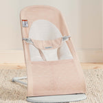 BabyBjörn Bouncer Balance Soft, Light Grey Frame, Mesh, Pearly Pink/White, 2-in-1 Adjustable Baby Bouncer Seat and Toddler Chair, Newborn to Toddler (8-29 lbs), 4 Positions, Lightweight & Portable