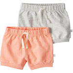 Little Planet by Carter's Baby 2-Pack Shorts Made with Organic Cotton, Peach Blossom, Gray Heather, 18M