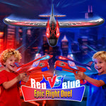 Cool Airplane Launcher Toy with Glowing Eyes & Web-Pattern Wings,2 Flight Modes Outdoor Games for Kids,Boys Toys Age 3-12,Birthday Gifts for 3 4 5 6 7 8 9 10 11 12 Year Old,Kids Gift(Red&Blue&Black)