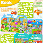 Benresive Reusable Sticker Books for Kids 2-4, Sticker Books for Toddlers 1-3 2-4, Toddler Travel Toys Activities Crafts Gifts - Vehicle