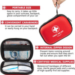 Mini First Aid Kit - 120 Piece Small Waterproof Hard Shell Medical Kit for Car, Home, Office, Travel, Camping, Sports, Outdoor, School - Emergency First Aid Supplies and Survival Kit (Red)