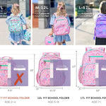 mibasies Girls Backpack 5-8: Lightweight Kids Backpacks for Girls - Girl Bookbag for Elementary School - Rainbow Pink