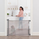 Regalo Safety 50" Extra Wide Retractable Baby Gate, Mesh Safety Gate for Doorways, Hallways & Bottom of Stairs, Hardware Mounted Gate for Babies, Toddlers & Pets, Lock Indicator Window, Gray