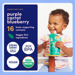 Cerebelly Organic Baby Food Pouches, Purple Carrot Blueberry Smoothie Purees, 16 Nutrients, No Added Sugar, Non-GMO, Toddler Snacks, 4oz, 6 Pack