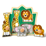Melissa & Doug Jungle Friends Safari Animals Jumbo Knob Puzzle, Wooden Peg Puzzle for Toddlers, Educational Toy for Shape Recognition and Fine Motor Skills, Ages 1+