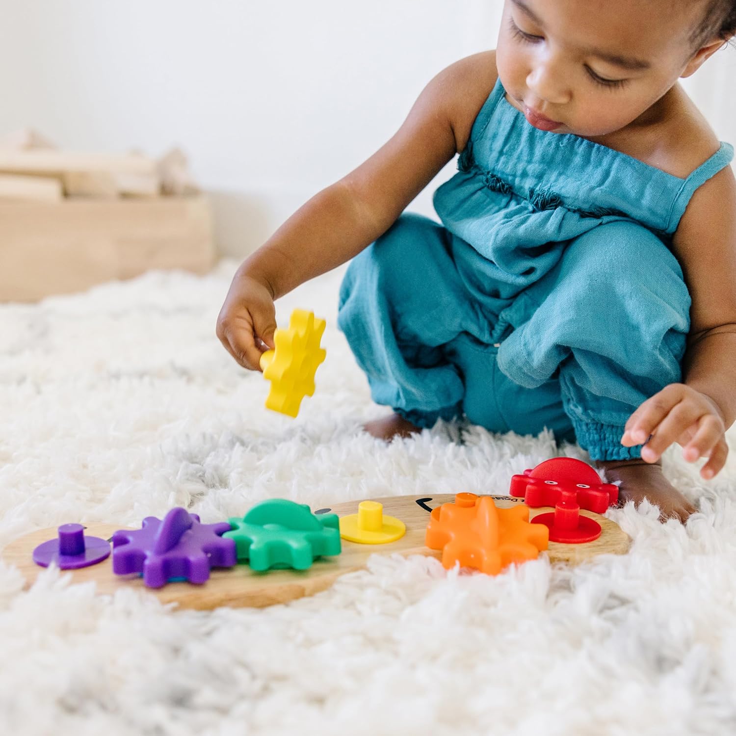 Melissa & Doug Rainbow Caterpillar Gear Toy With 6 Interchangeable Gears - For Toddlers And Babies