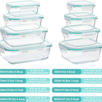 Vtopmart 8 Pack Glass Food Storage Containers with Airtight Lids, Glass Meal Prep Containers, Lunch Office Meal for Microwave, Oven, Freezer and Dishwasher, BPA Free
