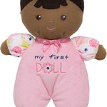 Baby Starters Plush Baby Doll with Rattle, Brunette Olivia, Pink, 9 inch