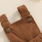 Newborn Baby Girl Outfits Ruffle Long Sleeve Ribbed Romper Corduroy Suspender Skirt Overall Dress Fall Clothes