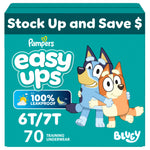 Easy Ups Girls & Boys Potty Training Pants, Size 6T-7T, 70 Count, Bluey Absorbent Training Underwear, Up to 100% Leakproof Day and Night, Hypoallergenic (Packaging May Vary)