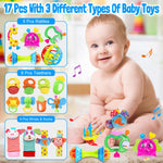 Baby Rattles Toys for 0-6 Months - 18 PCS Infant Toys 0-3 Month Old Baby Boy Girl Gifts Set with Teething and Wrist Socks Rattle Infant Newborn Sensory Toy