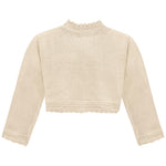 Lilax Little Girls' Knit Long Sleeve Button Closure Bolero Cardigan Shrug (2 Years, Beige)